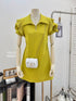 Zipper Collar Down Rose Decor Short Sleeves Mini Dress